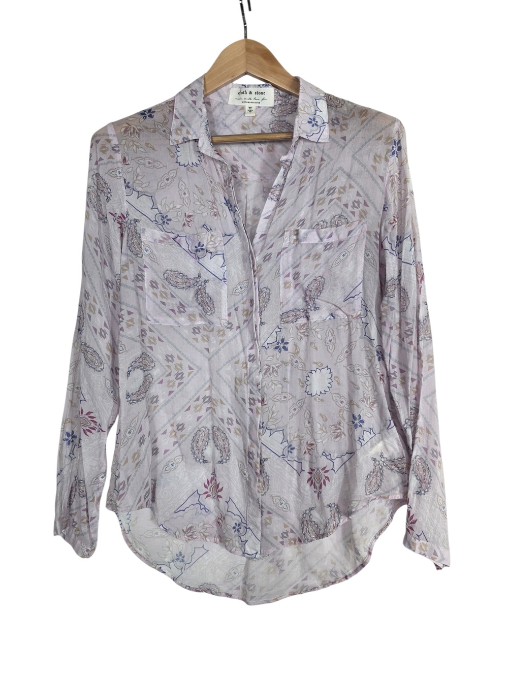 Cloth & Stone for Anthropologie Lavender Paisley Print Button-Down Shirt